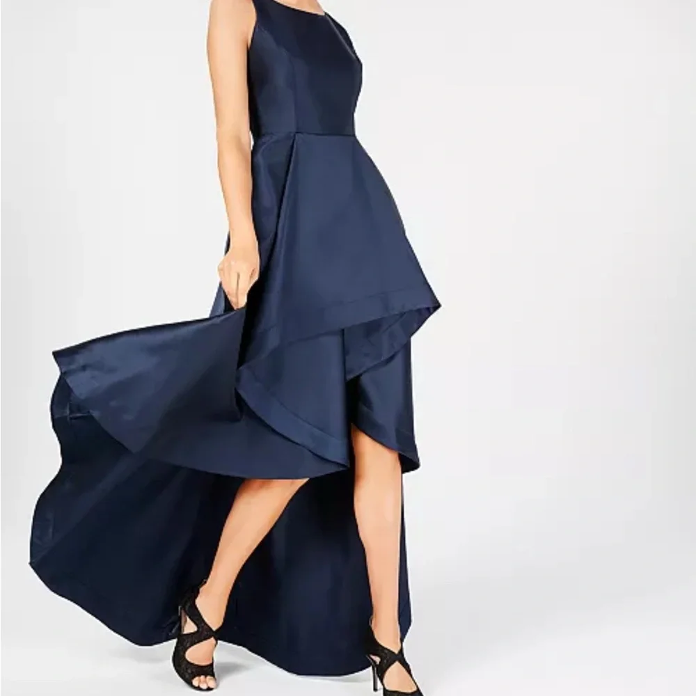 Adrianna Papell Blue High Low A-Line Halter Dress - Picture 3 of 6